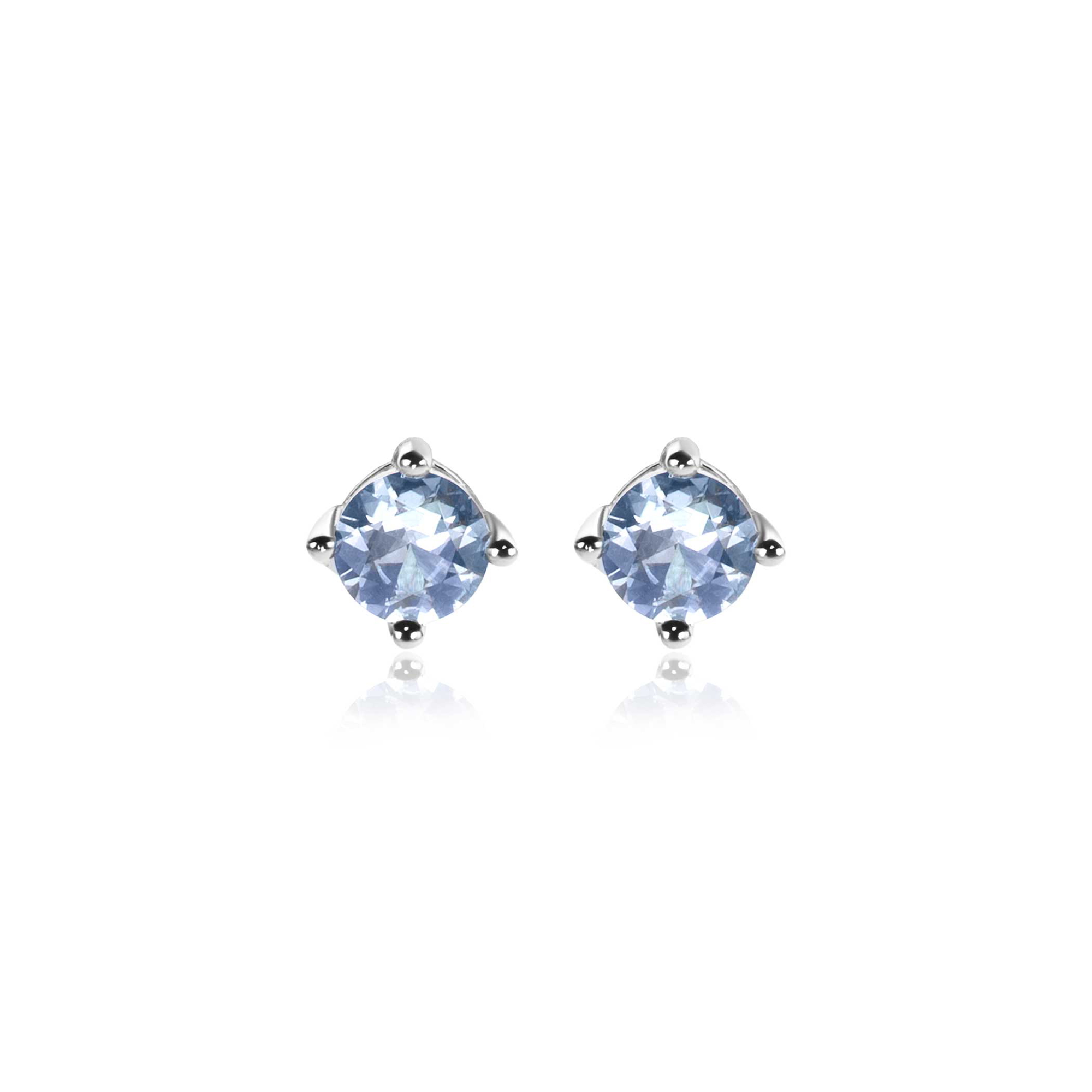 6mm ZINZI Sterling Silver Stud Earrings Prong Setting Light Blue Color Stone ZIO1383B