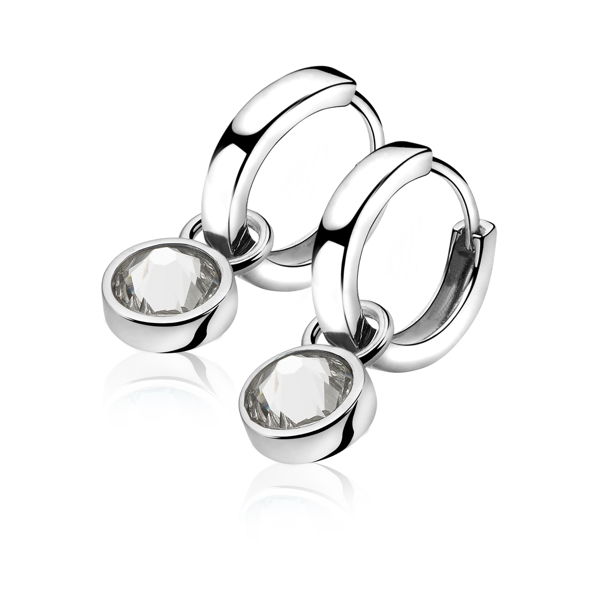 ZINZI Sterling Silver Earrings Pendants Blue White ZICH1006A (excl. hoop earrings)
