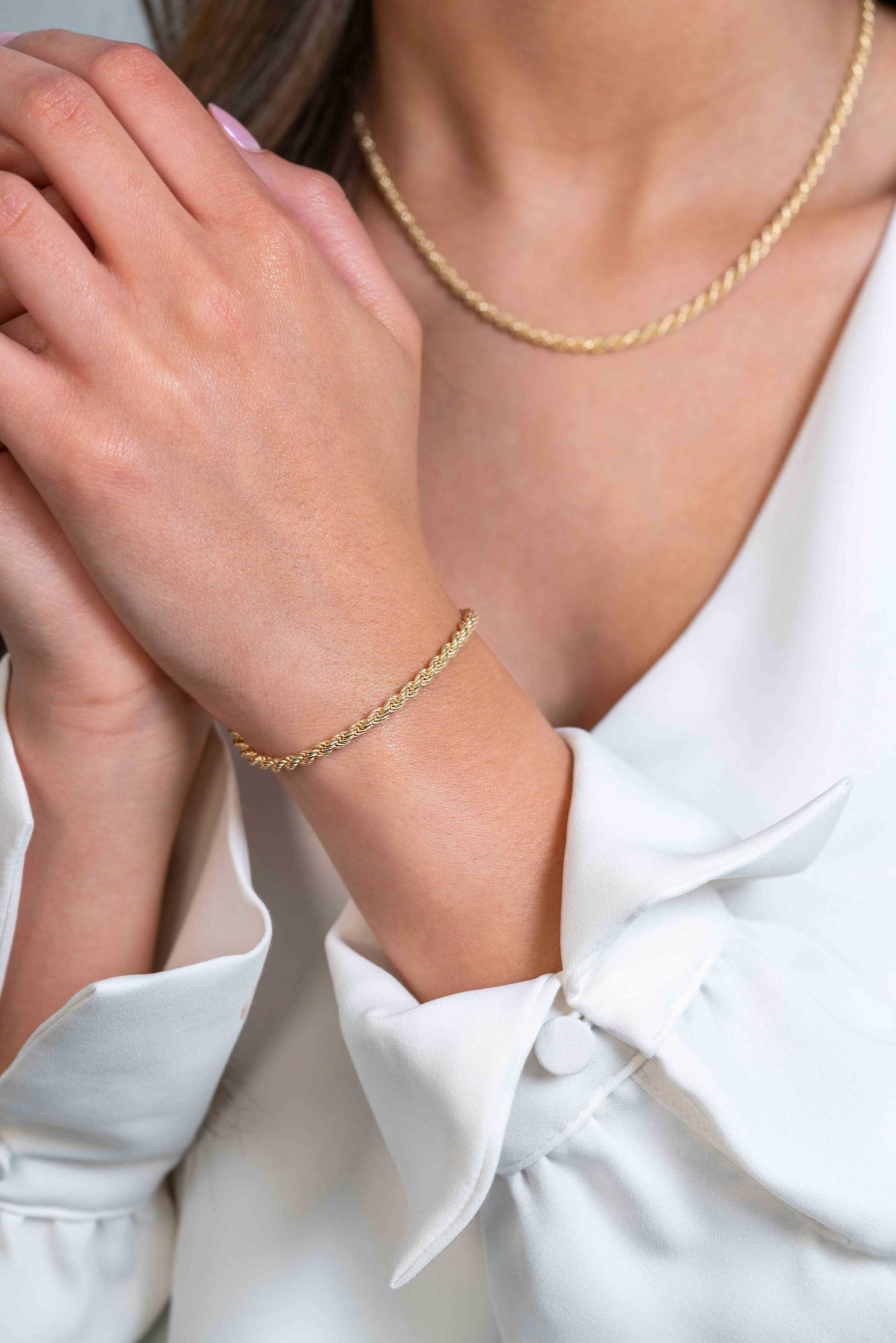ZINZI Gold Plated Sterling Silver Rope Chain Bracelet width 2,6mm ZIA2386G