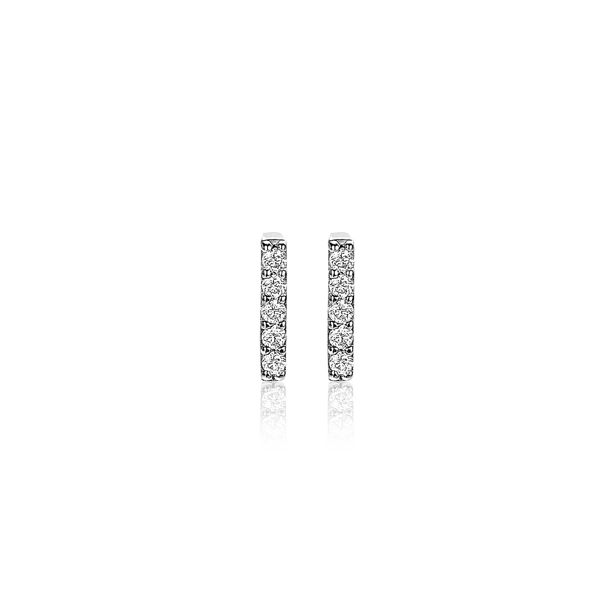 8mm ZINZI Sterling Silver Earrings Bar White ZIO1689Z