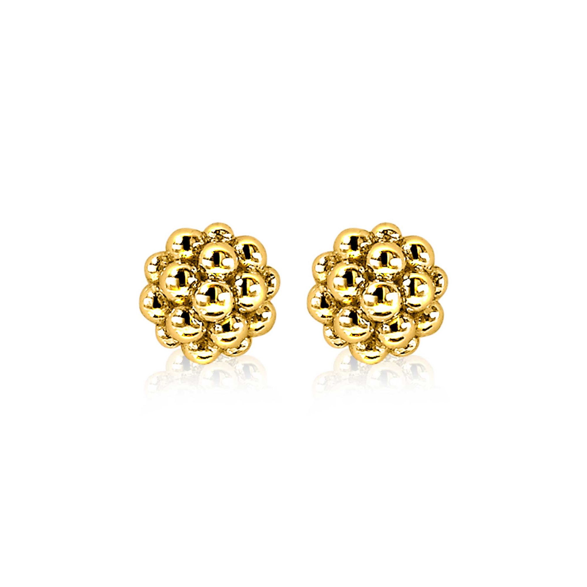 6mm ZINZI Gold Plated Sterling Silver Stud Earrings Beads ZIO1968G