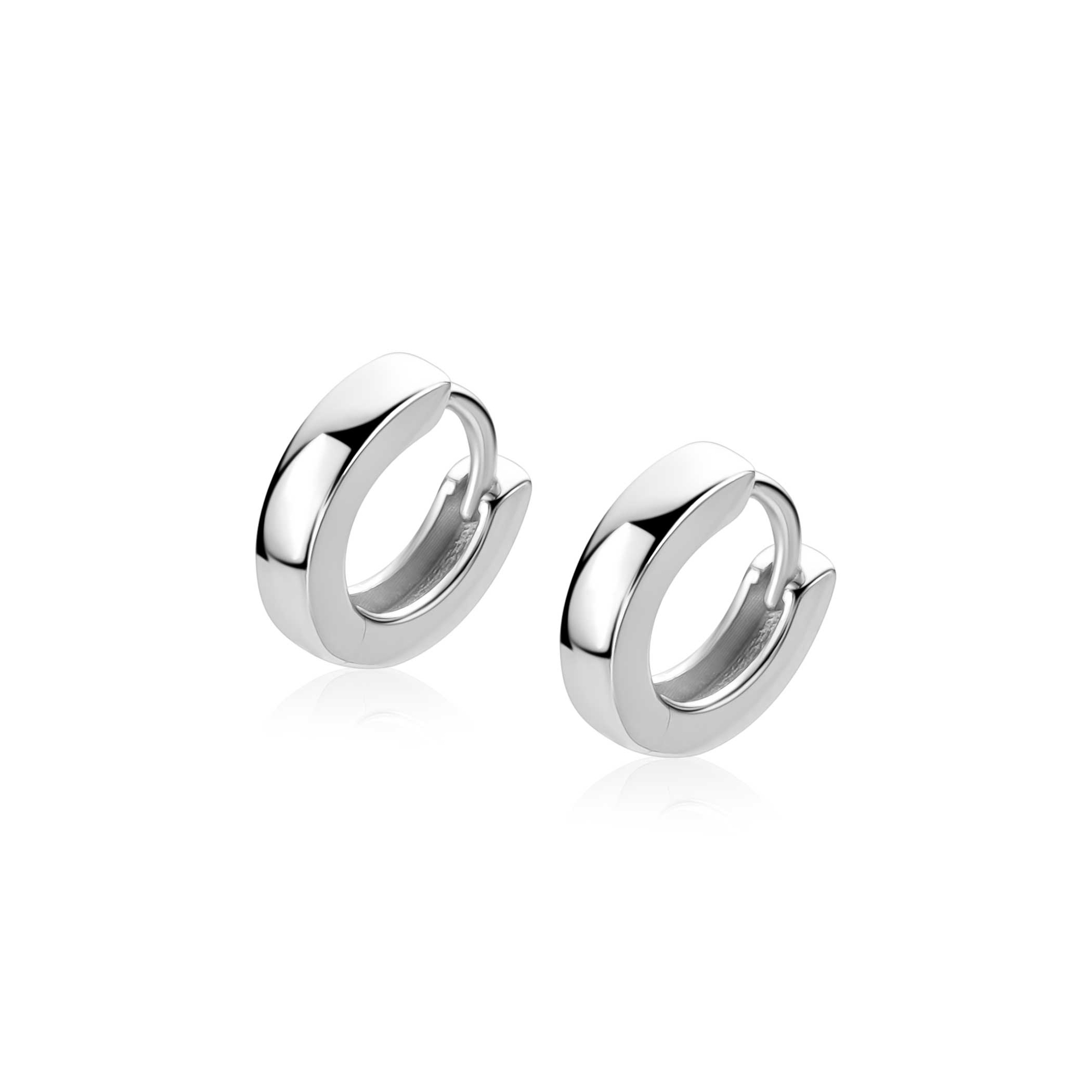 11,5mm ZINZI zilveren oorringen met vierkante gladde buis 3mm, luxe klapsluiting ZIO2860