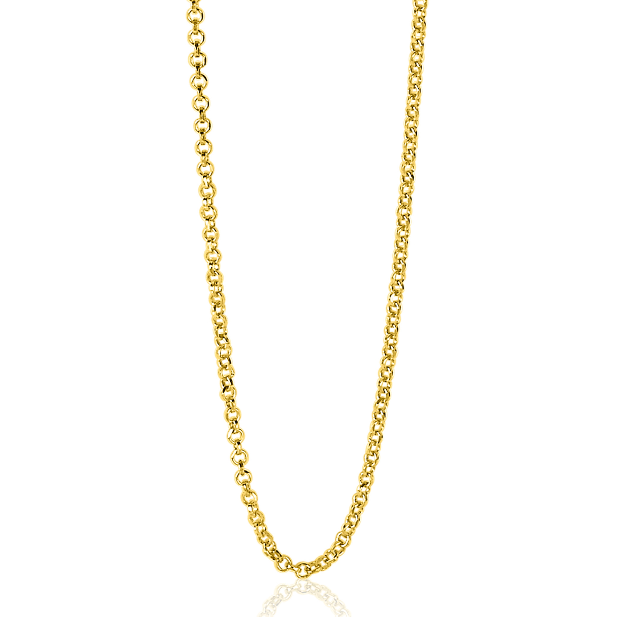 80cm ZINZI zilveren jasseron ketting geel verguld ZILC-J80G