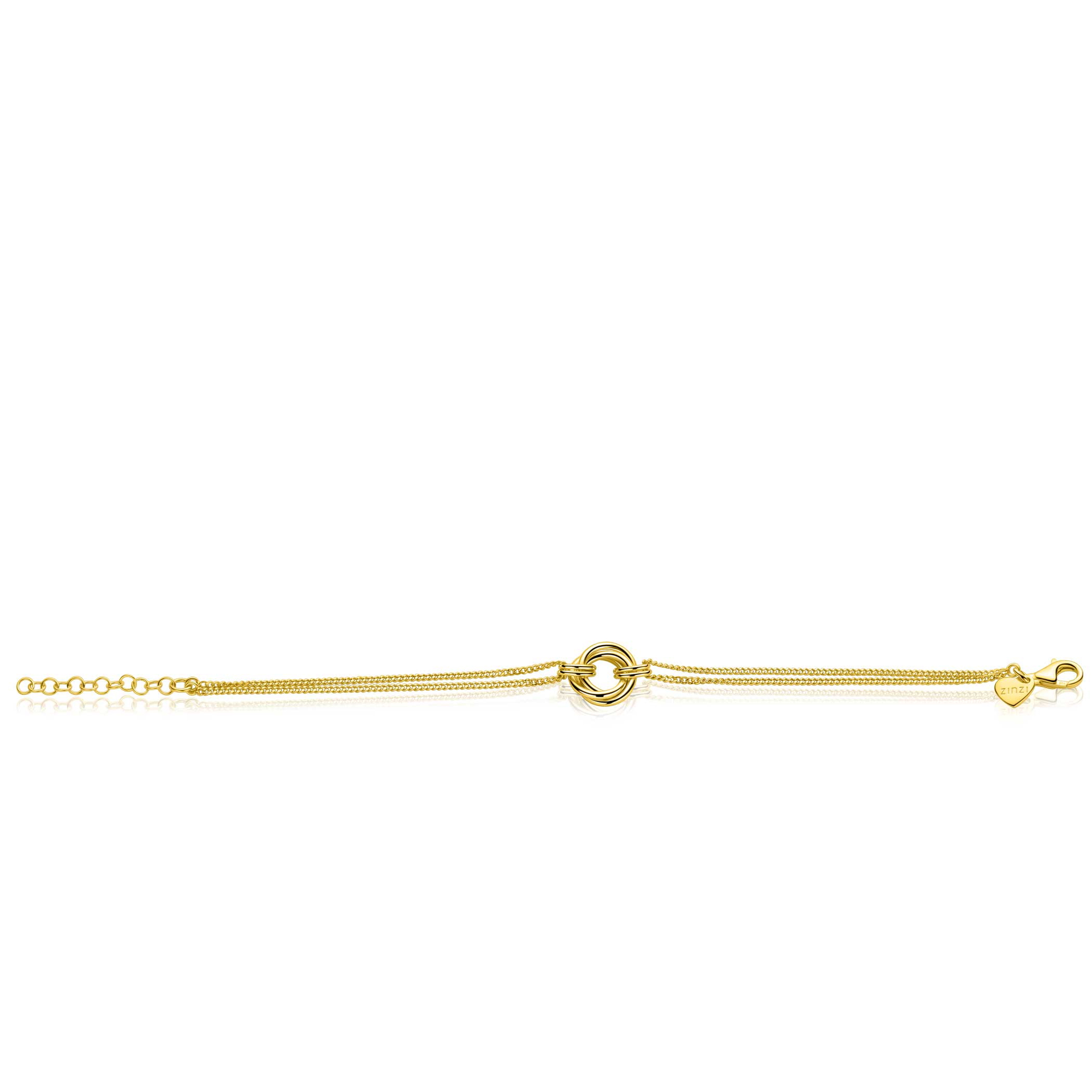 ZINZI zlv. armband dub.grmt. 3 verbonden ringen