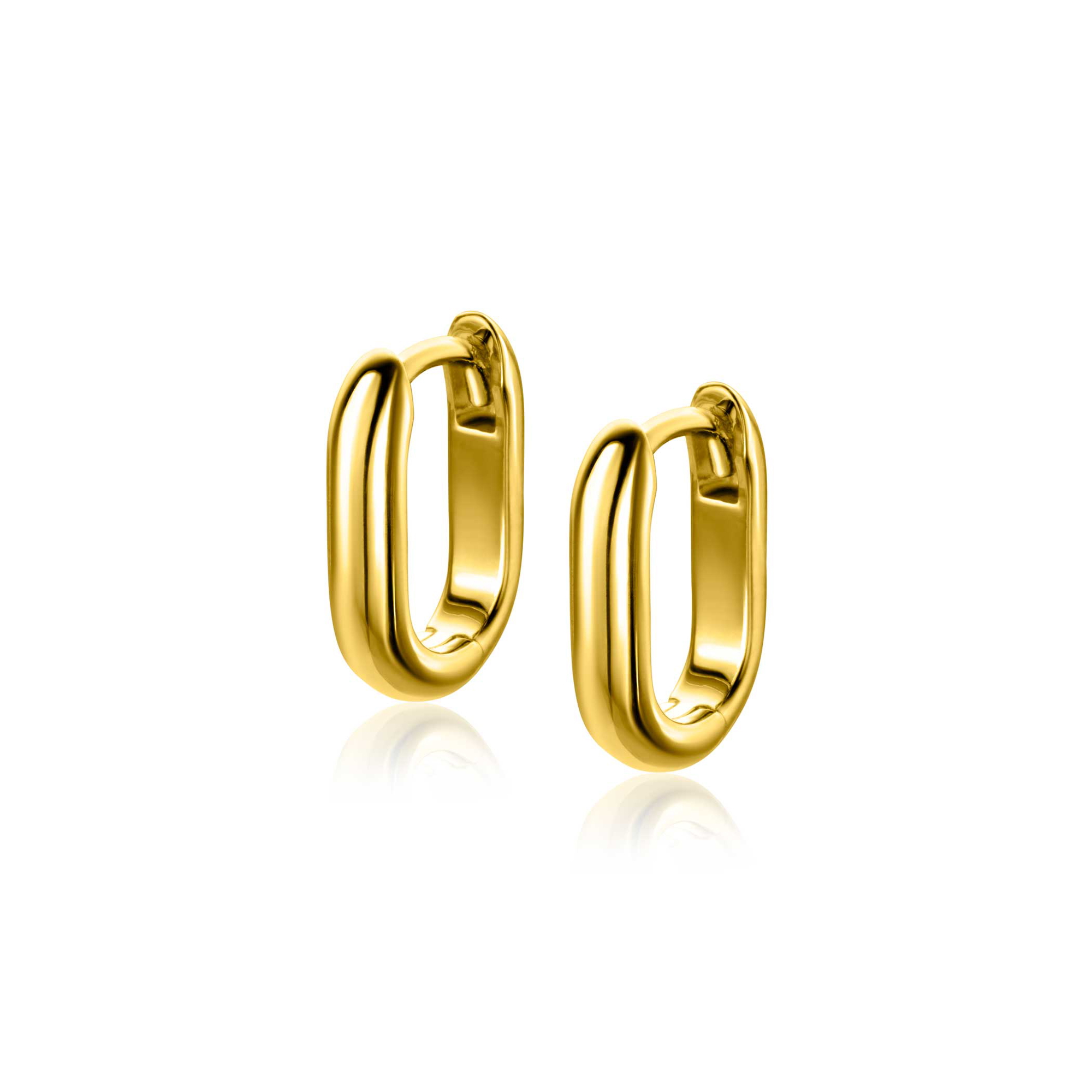 14.5mm ZINZI gold plated silver hoops in oval shape with round tube 3mm wide ZIO2603G
