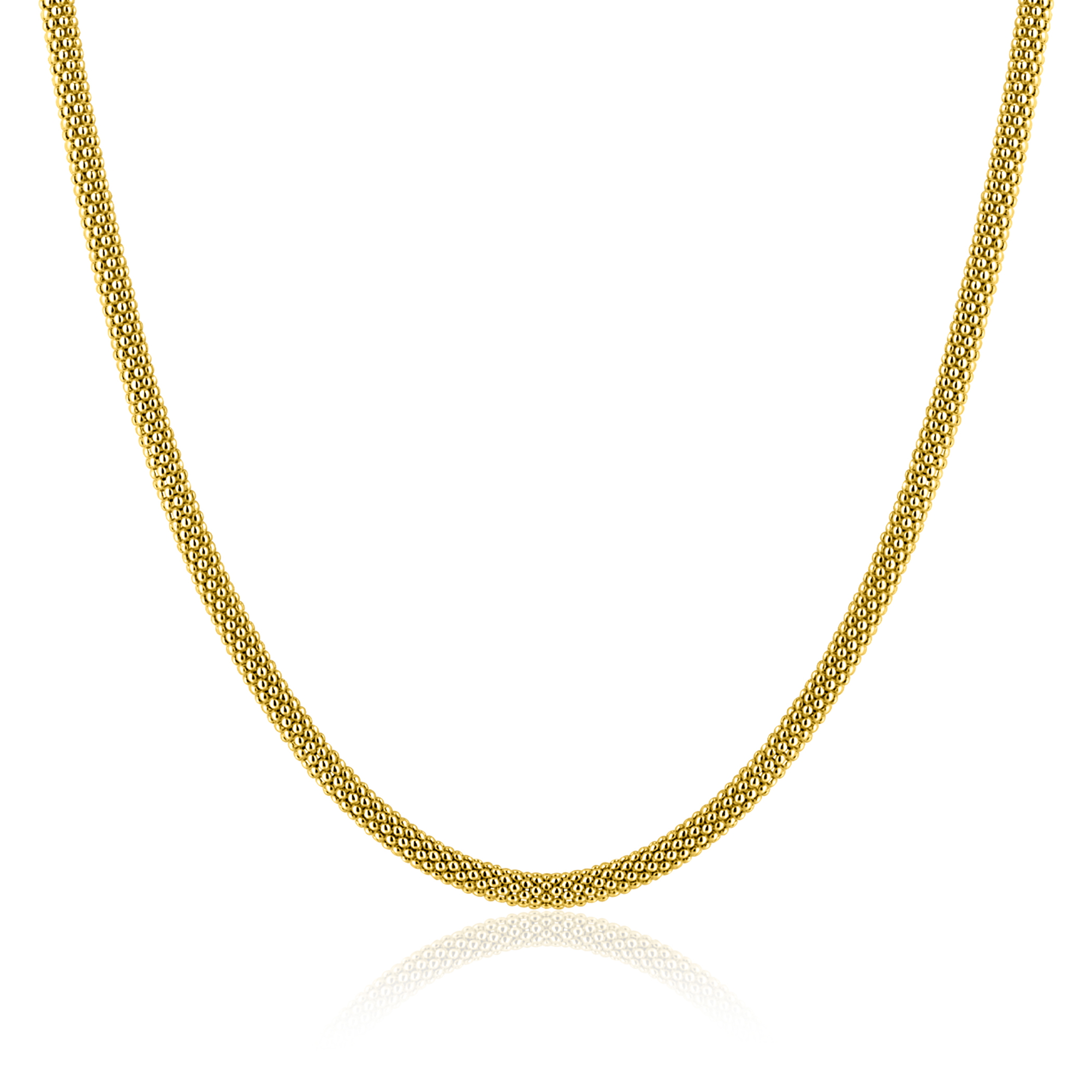 ZINZI gold plated zilveren popcorn ketting 3mm breed 42cm ZIC2765G