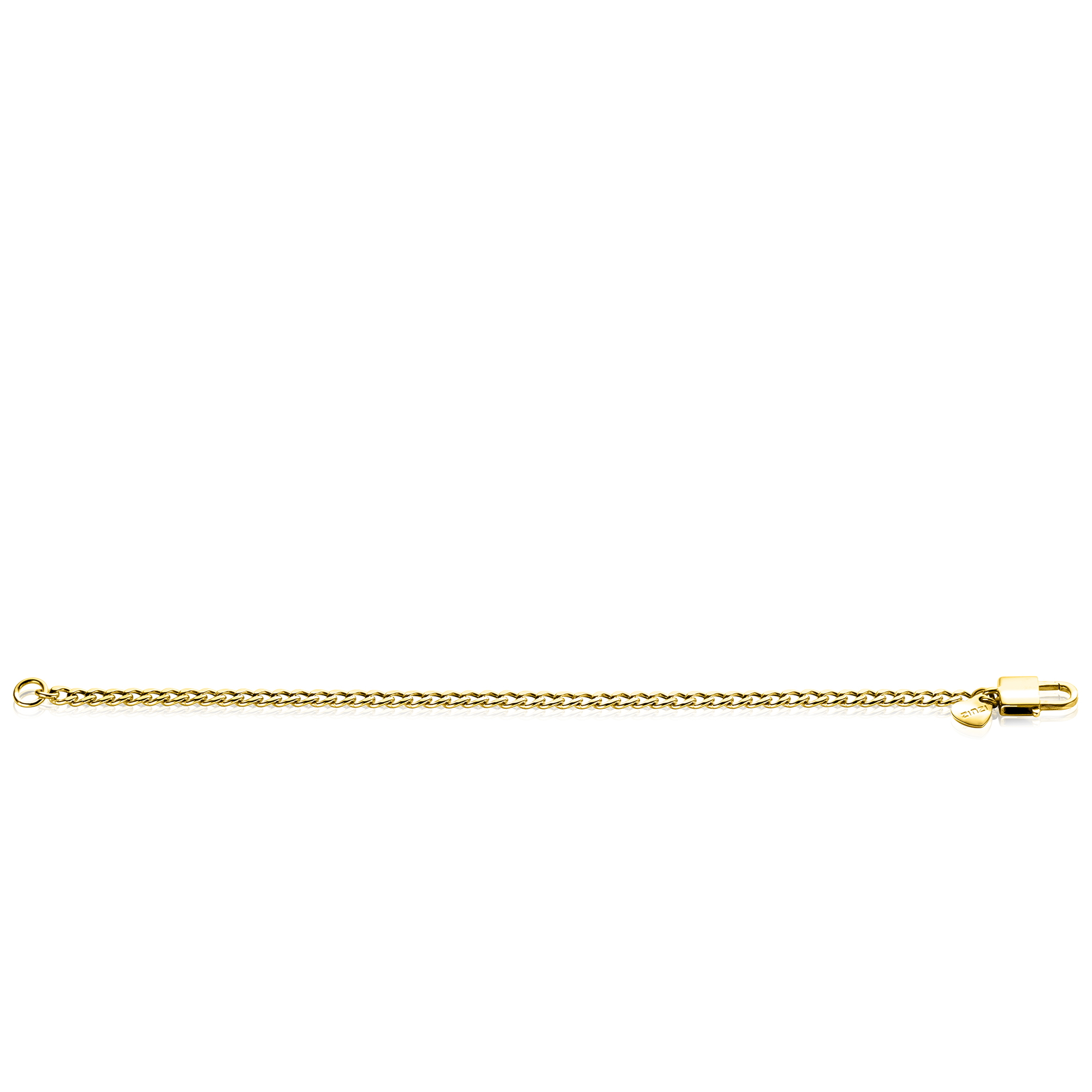 ZINZI gold plated zilveren gourmet armband 3,8mm breed met trendy glimmend slotje als sluiting 18,5cm ZIA2411G