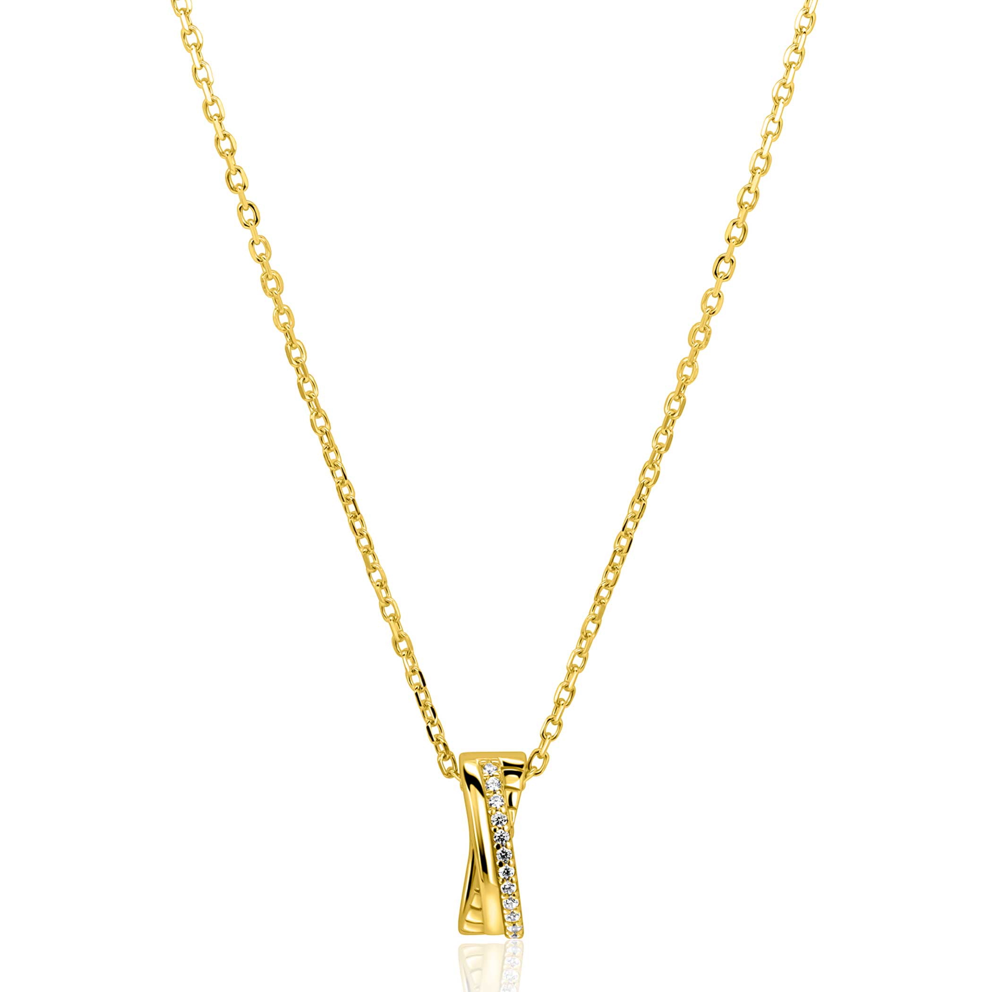 ZINZI zlv. collier gg.verg. cross-over hanger zirc.