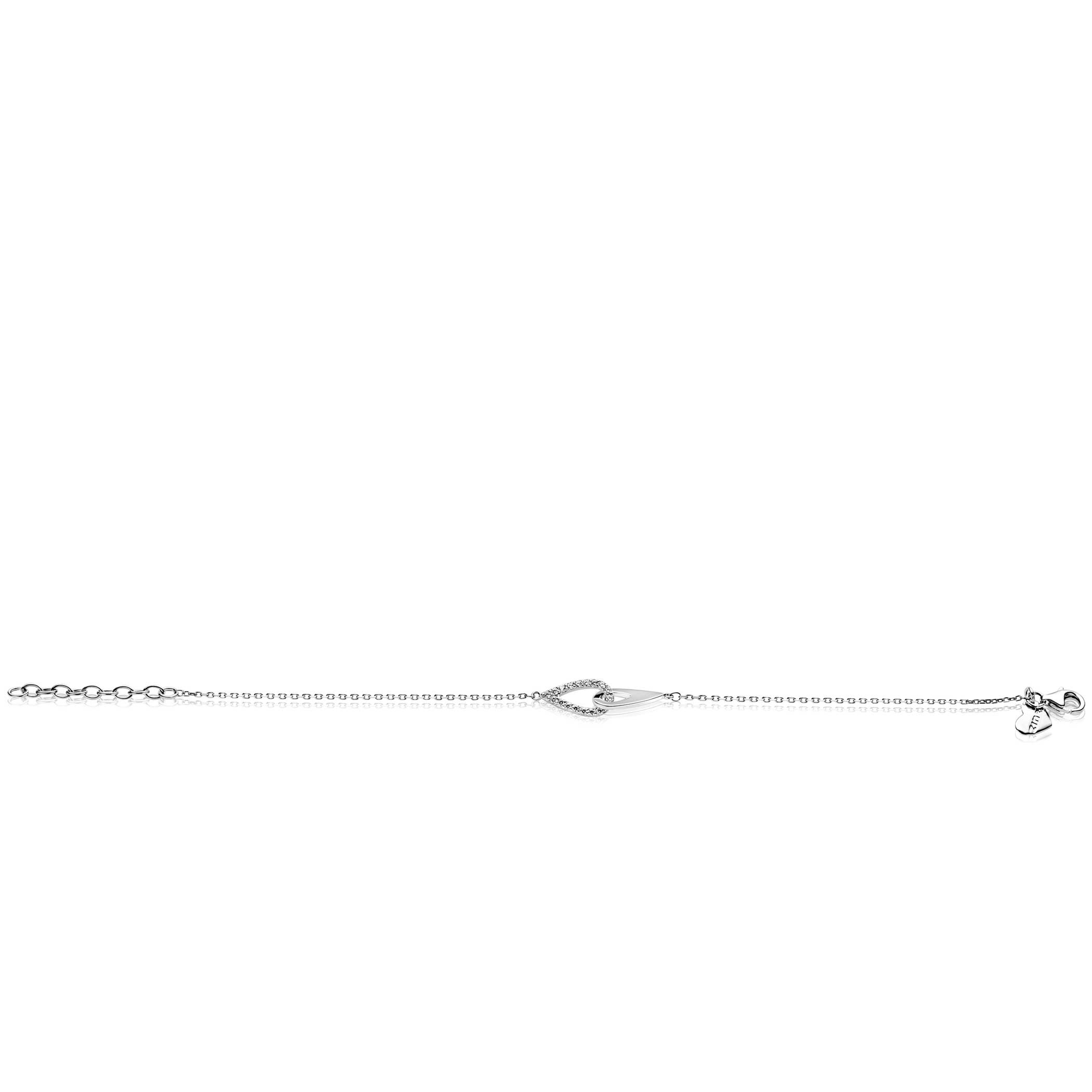 ZINZI zilveren schakelarmband met twee in elkaar gevlochten druppelvormen ZIA2768