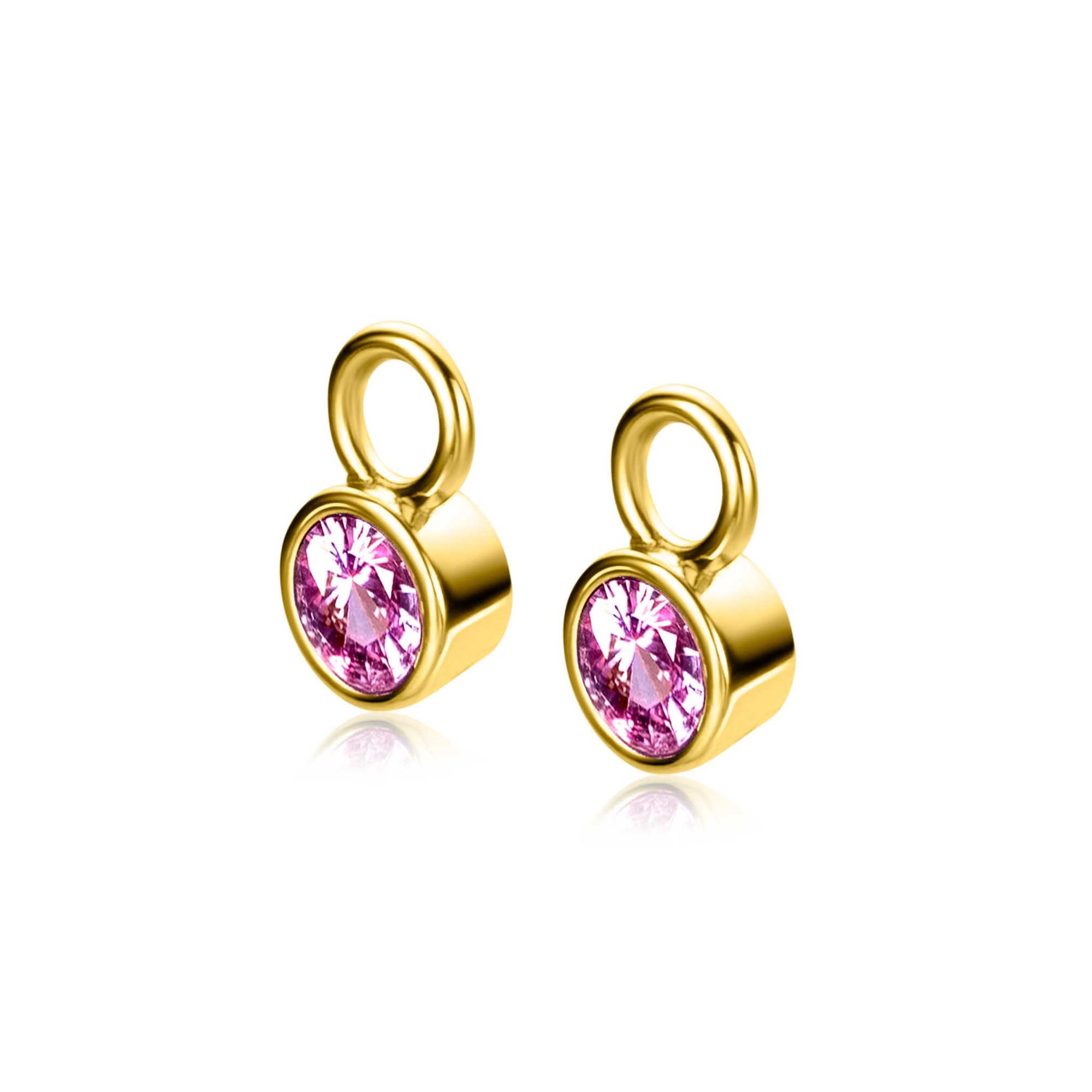 OKTOBER oorbedels met geboortesteen roze rozenkwarts zirconia (excl. oorringen)
