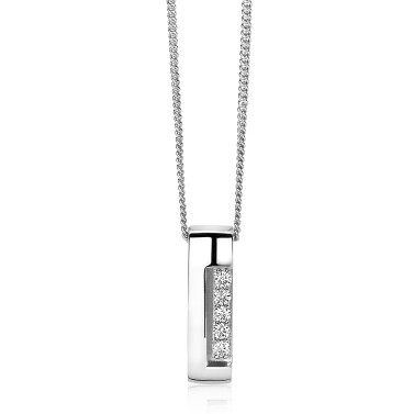 Mart Visser by ZINZI zilveren ketting met strakke rechte hanger glad wit 45cm MVC17