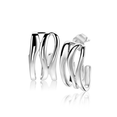 21mm Mart Visser by ZINZI Silber-Ohrschmuck, organisch geformt, glatt MVO25