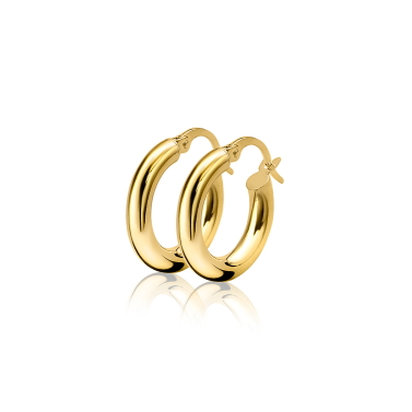ZINZI Gold 14 karaat gouden oorringen ronde buis 15 x 3mm ZGO130



