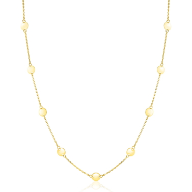 ZINZI Gold 14 carat gold necklace with delicate jasseron links and nine round smooth plates, 5mm wide, 42-45cm ZGC503
