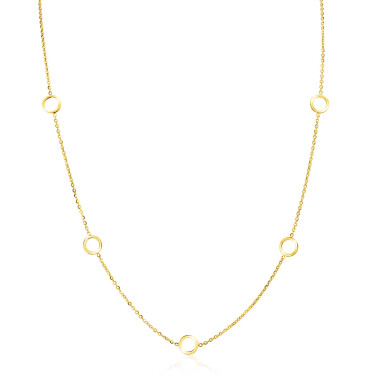 ZINZI Gold 14 krt gouden ketting met subtiele jasseron schakels en zeven open rondjes 6,5mm breed 42-45cm ZGC445
