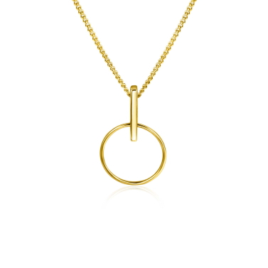 18mm ZINZI 14K Gold Pendant Open Circle and Trendy Bar as Bail ZGH404 (excl. necklace)