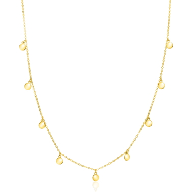 ZINZI Gold 14 karaat gouden massieve ketting met 9 bungelende rondjes 40-45cm ZGC488

