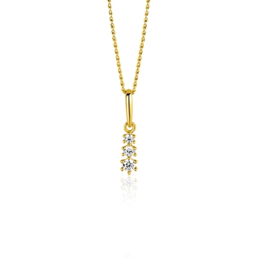 ZINZI GOLD hanger 3x zirconia aflopend