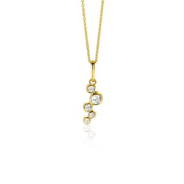 17mm ZINZI Gold 14kt goldener Anhänger mit runden Fassungen, besetzt mit weißen Zirkonias ZGH513 (ohne Kette)