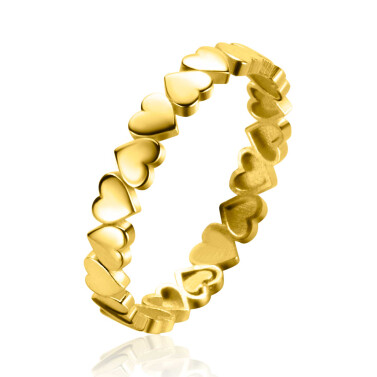 ZINZI Gold 14 krt gouden aanschuifring met gladde hartjes rondom (3mm) ZGR447
C
