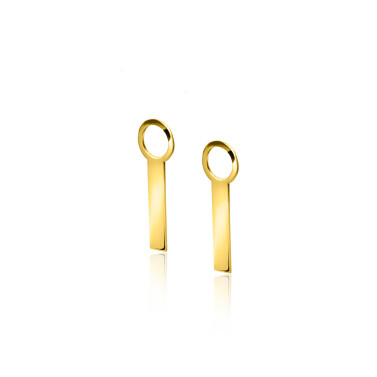 15mm ZINZI Gold 14 krt gouden oorbedels met glad staafje ZGCH479 (zonder oorringen)
