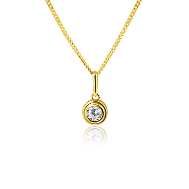 ZINZI GOLD hanger zirc. rond in bewerkt rond kastje