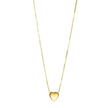 ZINZI Gold 14 krt gouden venetiaanse ketting 45cm met sierlijk glad hartje van 7mm ZGC486