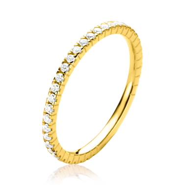ZINZI Gold rijring bezet met zirconia's mt. 58