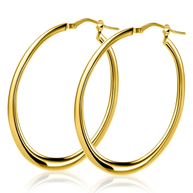 48mm ZINZI gold plated zilveren ovale oorringen met organisch gevormde buis 2mm breed en handige bovensluiting ZIO2701G
