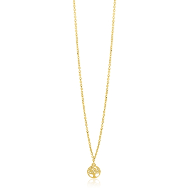 ZINZI gold plated zilveren ketting met levensboom hanger 8mm 42-45cm ZIC-BF139G