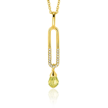 ZINZI zlv. hanger gg.verg.ovaal zirc./ licht groen peer