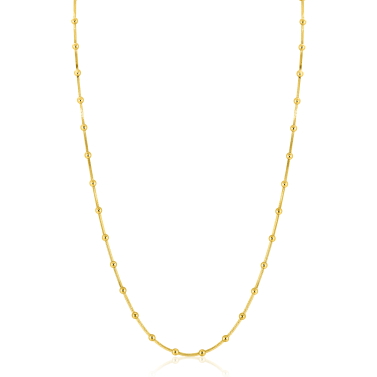 ZINZI gold plated zilveren slangen-ketting met vierkant geslepen schakels en 40 verfijnde glanzende bolletjes (2,5mm breed) 43-45cm ZIC2471G