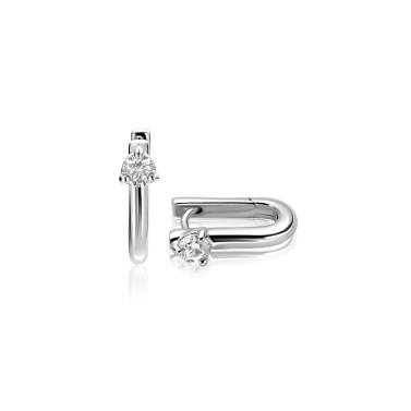 14mm ZINZI zilveren oorringen U-vorm met witte zirkonia ZIO2733
