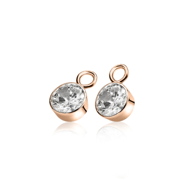 ZINZI Rose Plated Sterling Silver Earrings Pendants White ZICH186D (excl. hoop earrings)