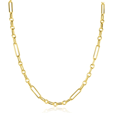 ZINZI zlv. collier geel verguld ovale schakels