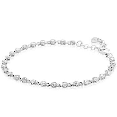 ZINZI zilveren armband met een speelse rij witte zirkonia’s in ronde zetting 3mm breed ZIA2893
