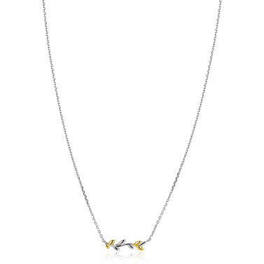 ZINZI zilveren ketting 42–45cm met sierlijk bicolor takje met bladeren ZIC2740