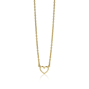 ZINZI zilveren ketting geel verguld open hartje 40-43cm ZIC1420G