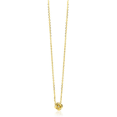 ZINZI zlv. collier gg.verg. roos hangertje en zirconia