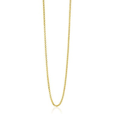 80cm ZINZI zilveren jasseron ketting geel verguld ZILC-J80G
