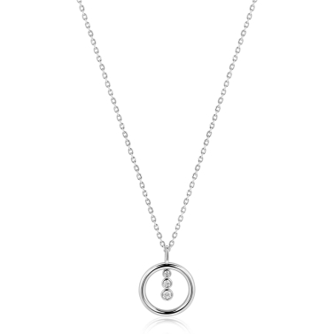ZINZI zilveren ketting 45cm met ronde hanger en drie fonkelende witte zirkonia's ZIC2820