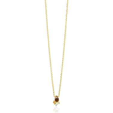 ZINZI gold plated zilveren ketting met stijlvolle hanger bezet met bruine, champagne en witte zirkonia's 42-45 cm ZIC-BF142
