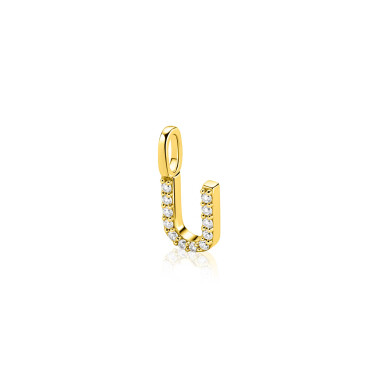 ZINZI zlv. hanger gg.verg.letter U bezet met zirconia's