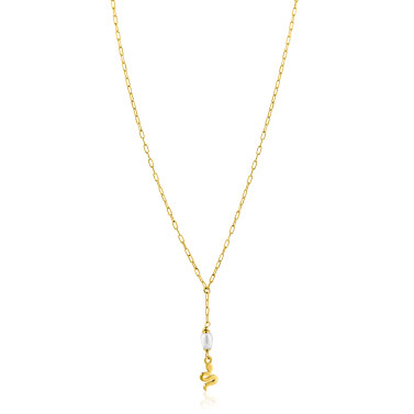 ZINZI zlv. Ycollier gg.verg.met slang/parel hanger
