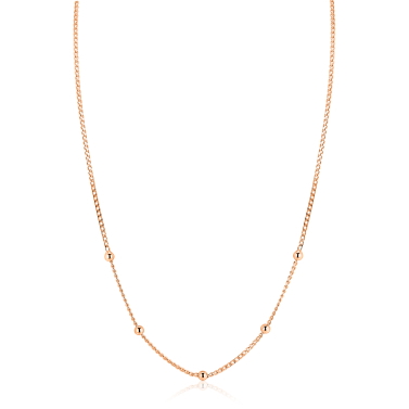 ZINZI rosé-plated zilveren gourmet ketting met vijf bolletjes 42–45cm ZIC2714R