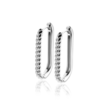 24mm ZINZI Silberne Ovale Creolen mit gedrehter Röhre und luxuriösem Klappverschluss ZIO2692