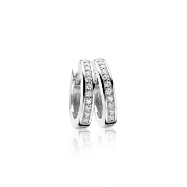 Zinzi zilveren oorringen 17 x 3mm witte zirconia's met luxe klapsluiting ZIO186Z 
