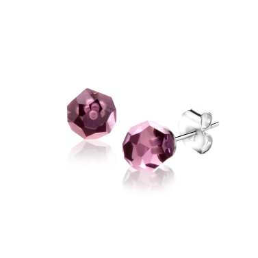 ZINZI zlv. oorknopjes paarse bead