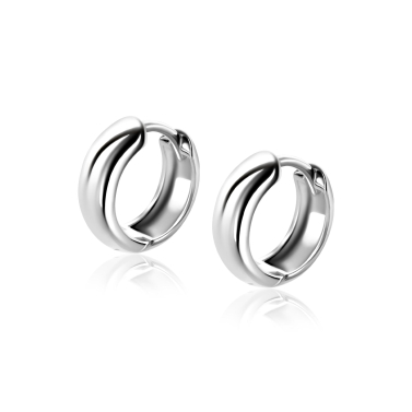 13,5mm ZINZI zilveren gladde oorringen met brede ronde buis 5mm met luxe klapsluiting ZIO2791