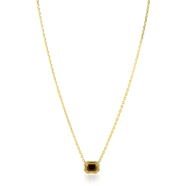 ZINZI zlv. collier gg.verg.rechthoek bruin en zirc.